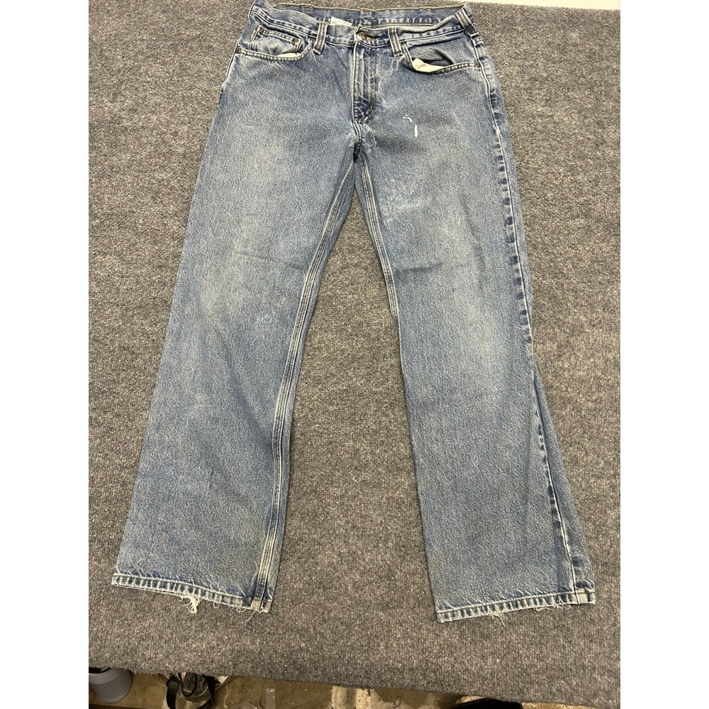 Carhartt Jeans Mens Size 34x32 Blue Loose Fit Distressed Workwear Denim